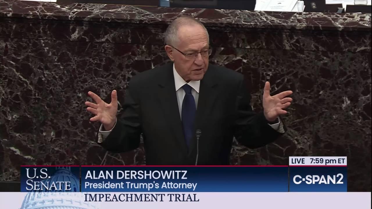 Alan Dershowitz on Trump's Legal Defense Team at the Senate Trial. January 27, 2019 (CSPAN Screengrab)
