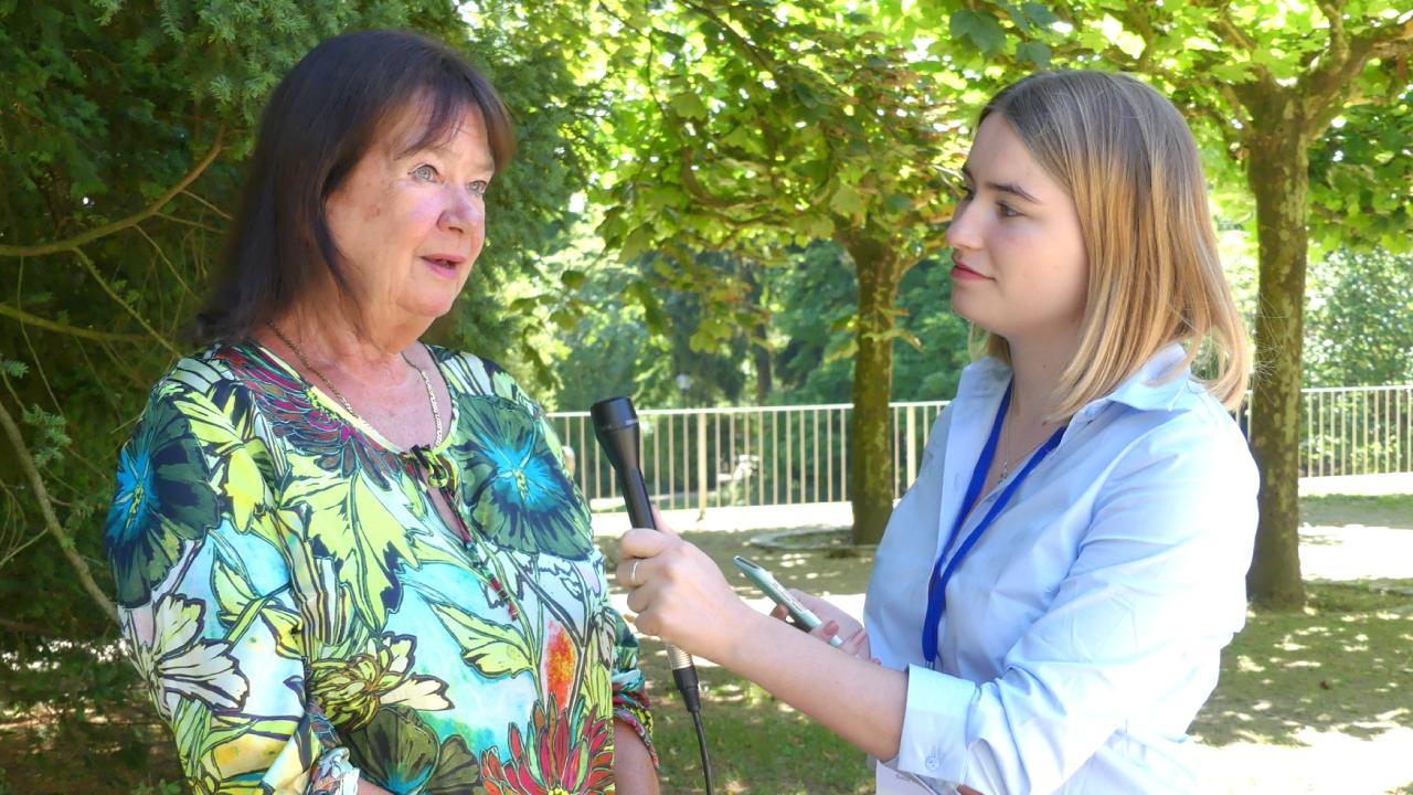 Helga Zepp-LaRouche giving an interview to an independent news media organization after the Schiller Institute's conference in early summer 2018. (Photo: Michelle Rasmussen / EIRNS)