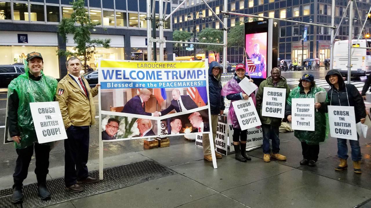 LaRouchePAC organizing around the UN, part of the Trump greeting party [Daniel Burke/LaRouchePAC]