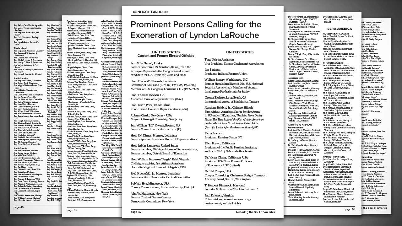 Signers Calling For Larouches Exoneration In The 1990s