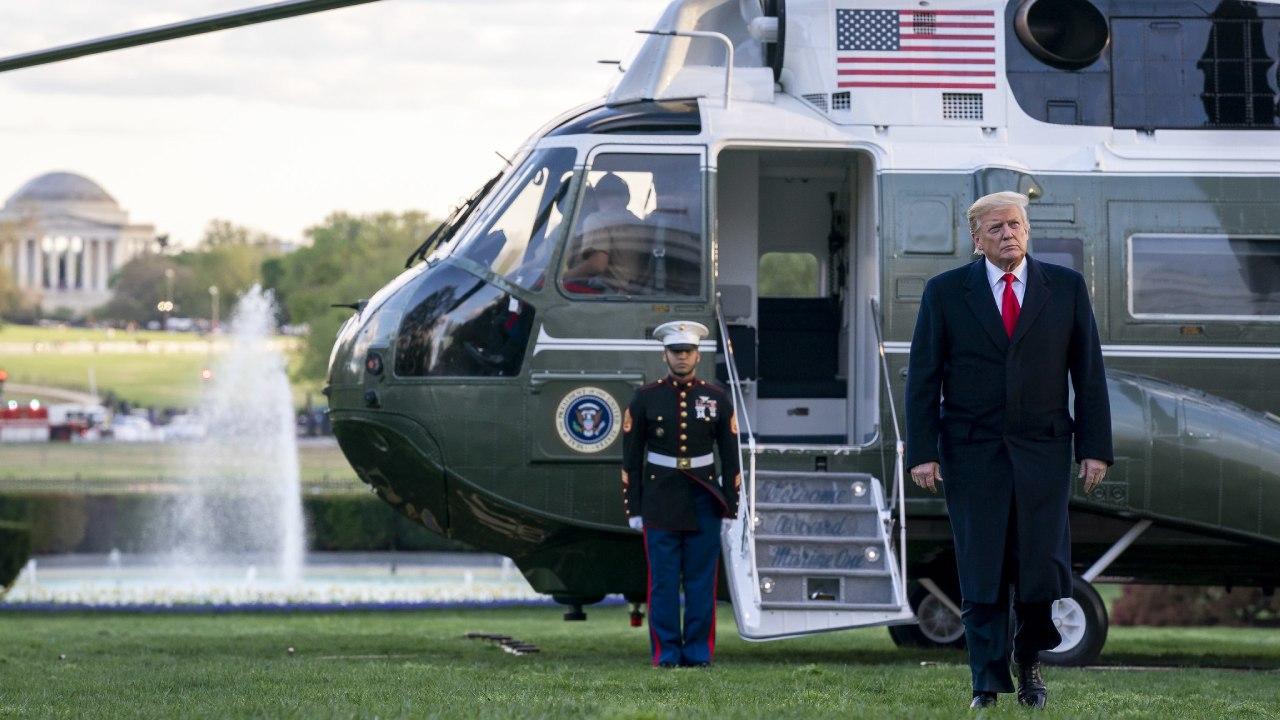 President Donald J. Trump disembarks Marine One on the South Lawn of the White House Monday, April 15, 2019. (Official White House Photo by Tia Dufour)