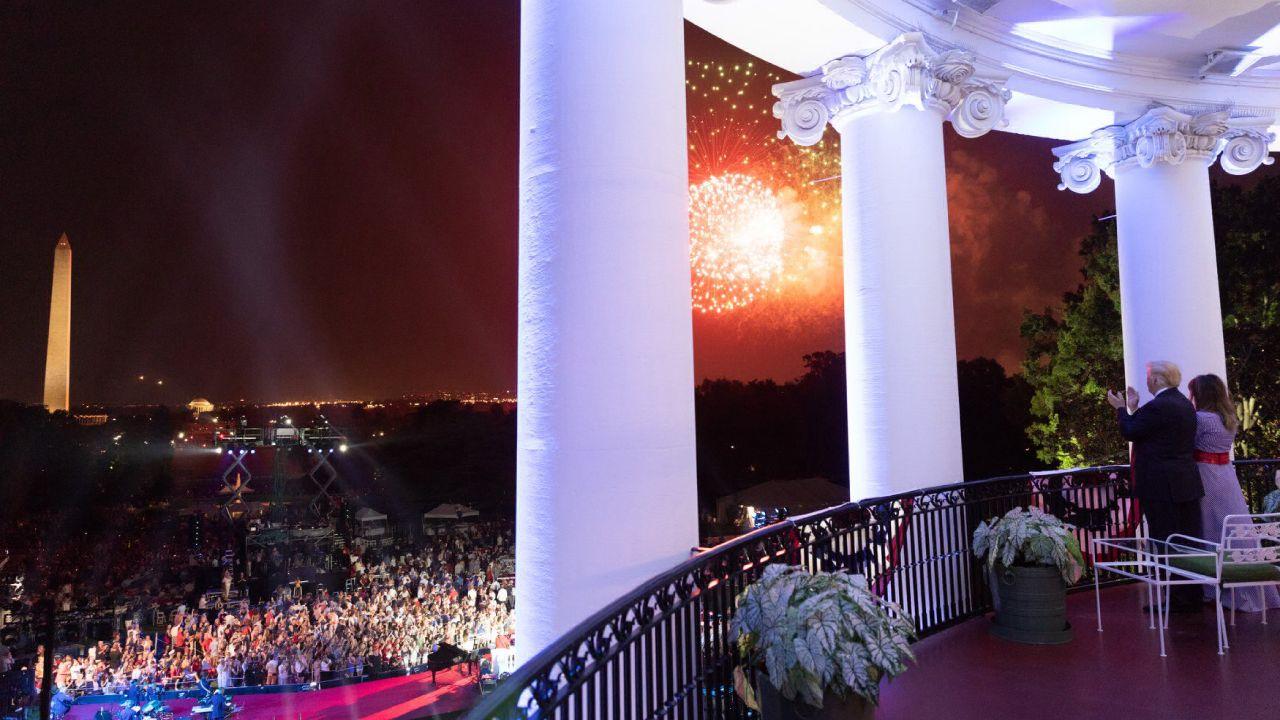 President Donald J. Trump and First Lady Melania Trump watch Fourth of July fireworks at the White House | July 4, 2018 (Official White House Photo by Shealah Craighead)