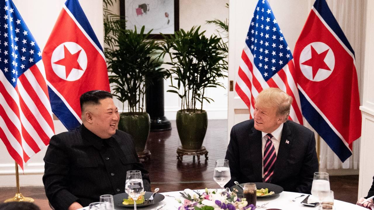 President Donald J. Trump and Kim Jong Un, Chairman of the State Affairs Commission of the DPRK meet for a social dinner Wednesday, Feb. 27, 2019 for their second summit meeting. (Official White House Photo by Shealah Craighead)