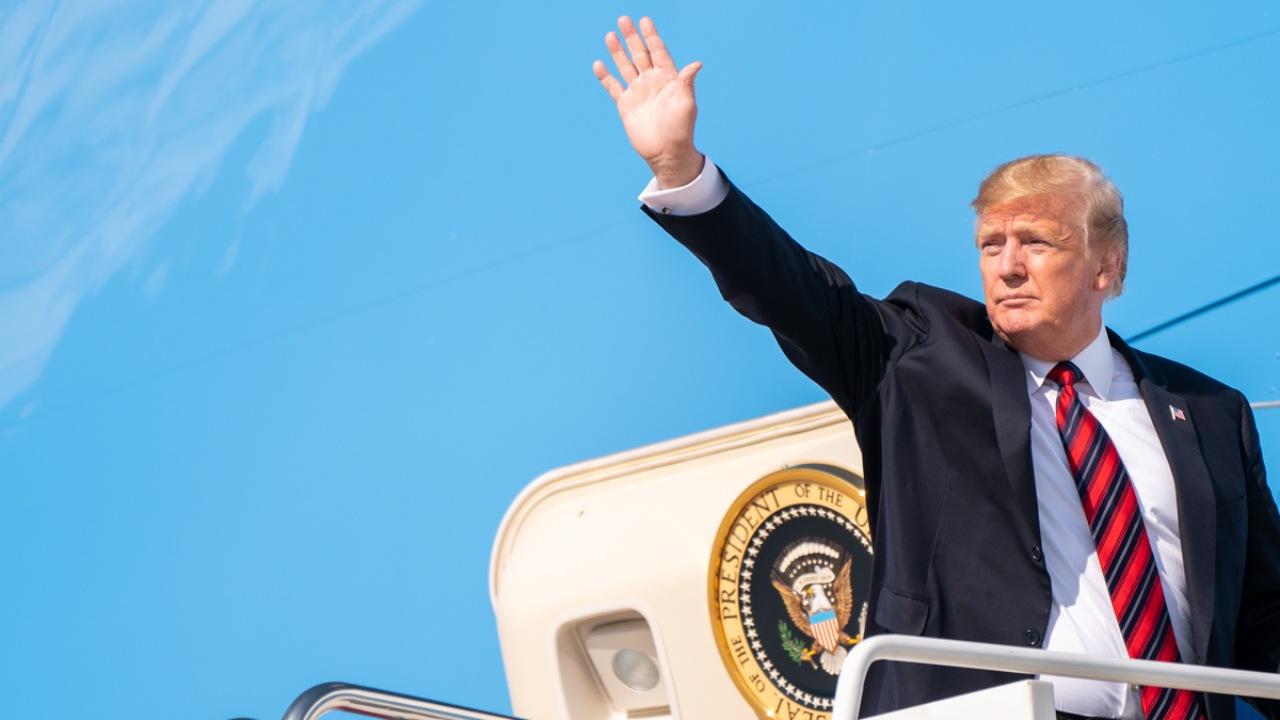 President Donald J. Trump boards Air Force One Thursday, May 16, 2019, waving to Air Force personnel on the flight line at Joint Base Andrews, Md., as President Trump leaves for his trip to New York. (Official White House Photo by Shealah Craighead)
