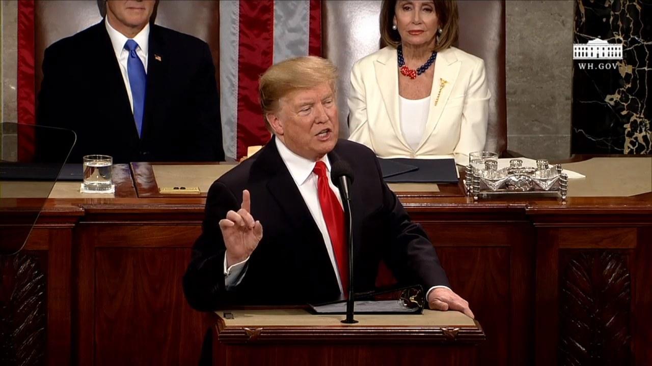 President Trump delivering the State of the Union address to Congress, February 5, 2019.