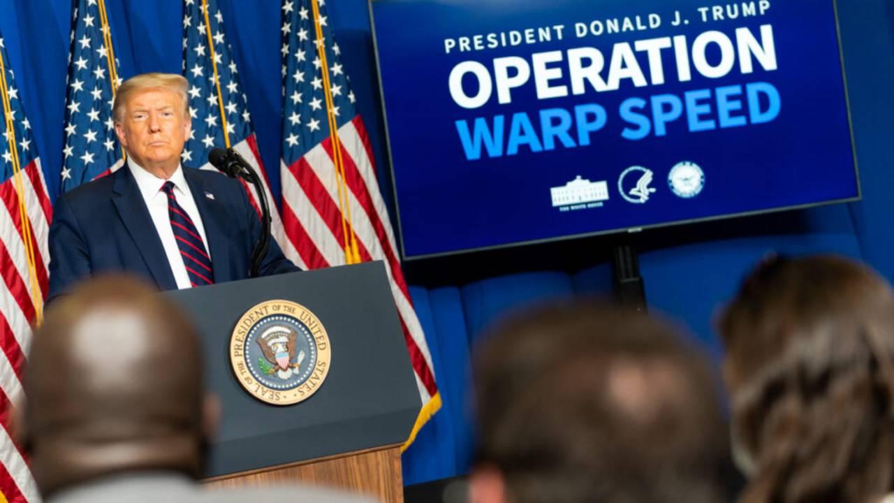 President Trump at a press conference about his crash program for a vaccine for covid-19, Operation Warp Speed. July 27, 2020. (Official White House Photo by Shealah Craighead)