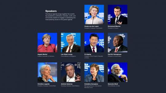 Speakers at the Davos 2021 Agenda meeting. https://www.weforum.org/events/the-davos-agenda-2021