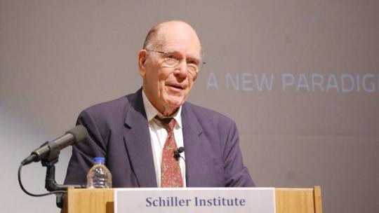 Lyndon LaRouche delivers the keynote speech at a Schiller Institute conference: "A New Paradigm To Save Mankind: After 30 Years: The Need for the Principle for the SDI Today!" March 23, 2013 - Sterling, VA (EIRNS/Stuart Lewis)