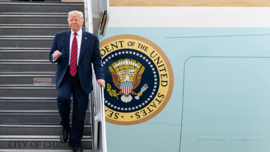 President Donald J. Trump disembarks Air Force Two Monday, Oct. 28, 2019, at O’Hare International Airport in Chicago. (Official White House Photo by Shealah Craighead)